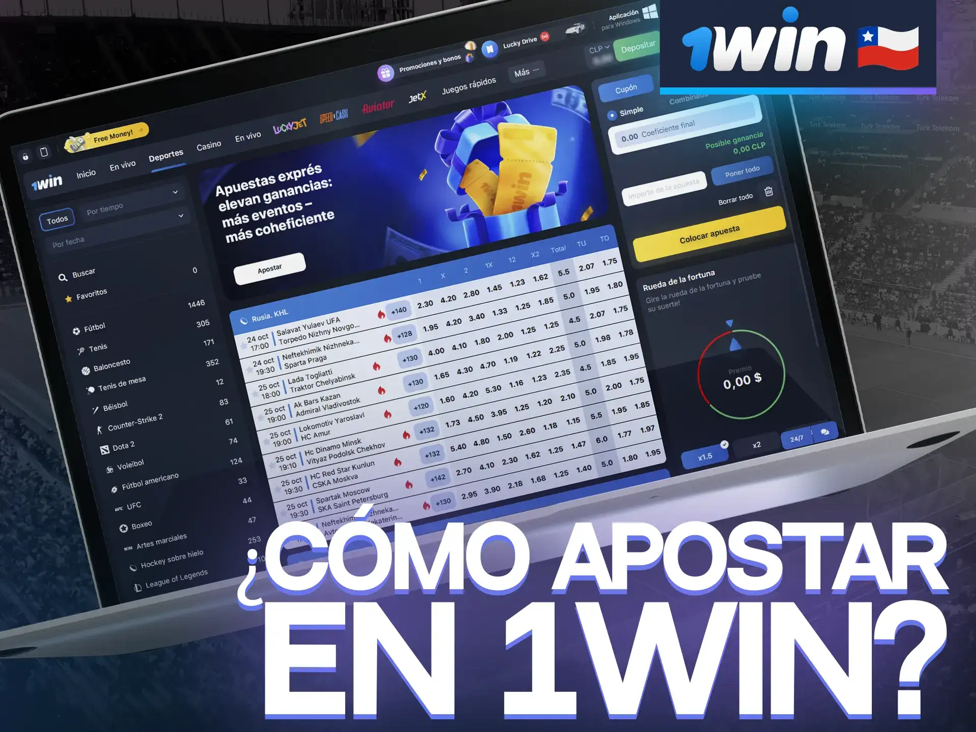 Instructions for betting at 1win.