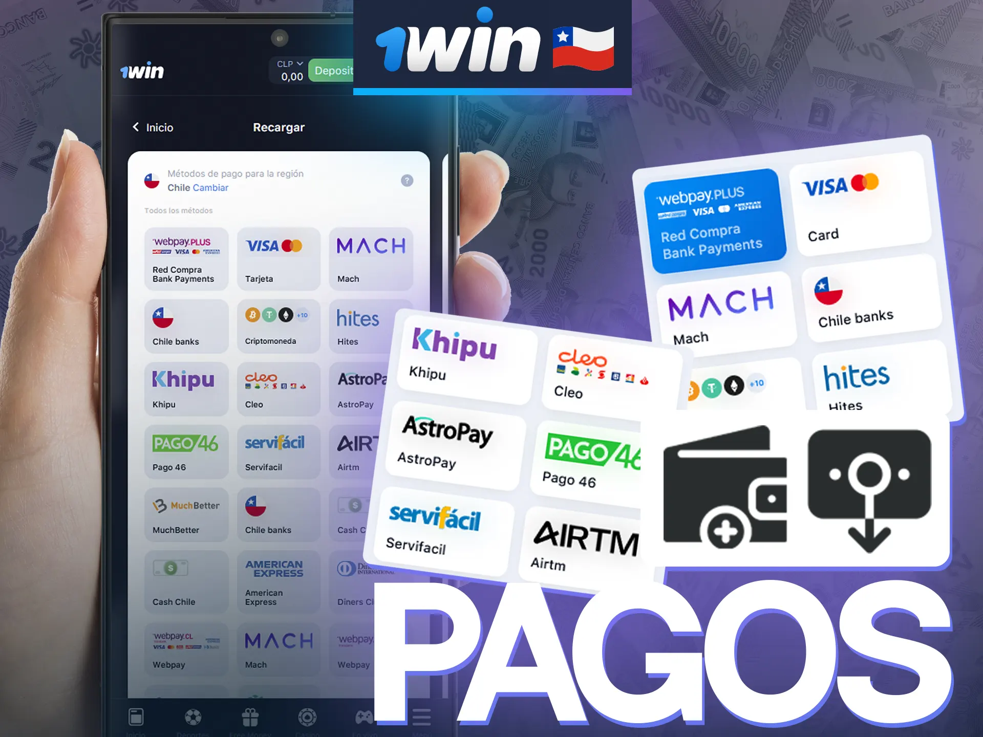 All common payment types are available in the 1win app.