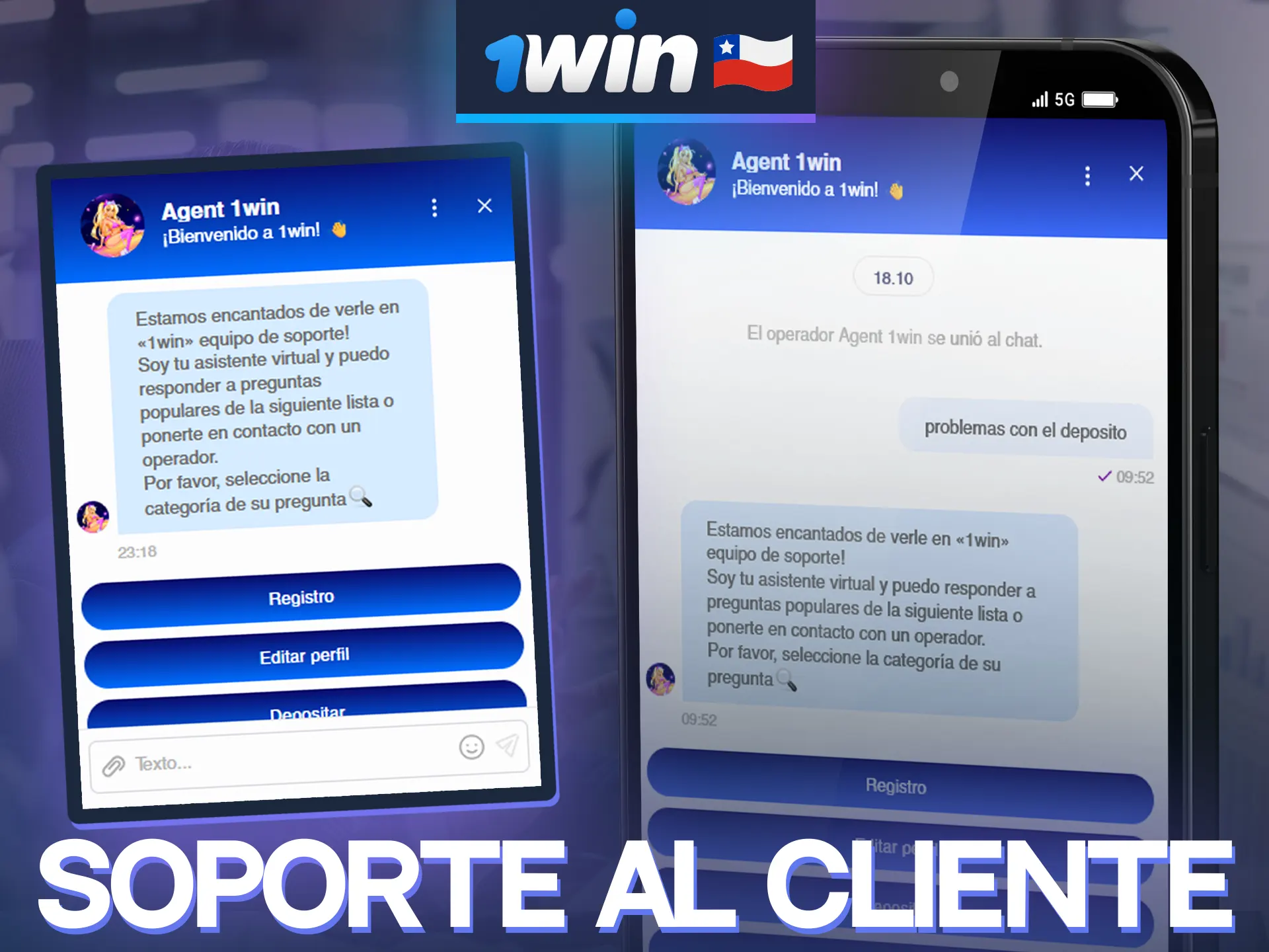 Contact 1win support directly from the application.