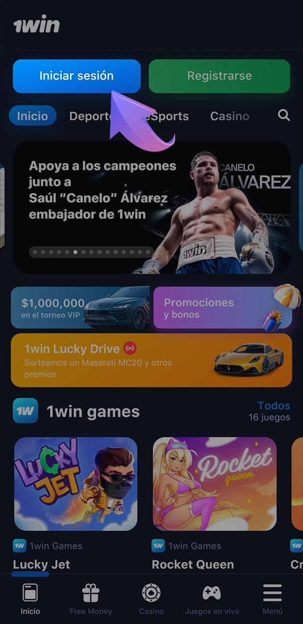 Access your 1win account.