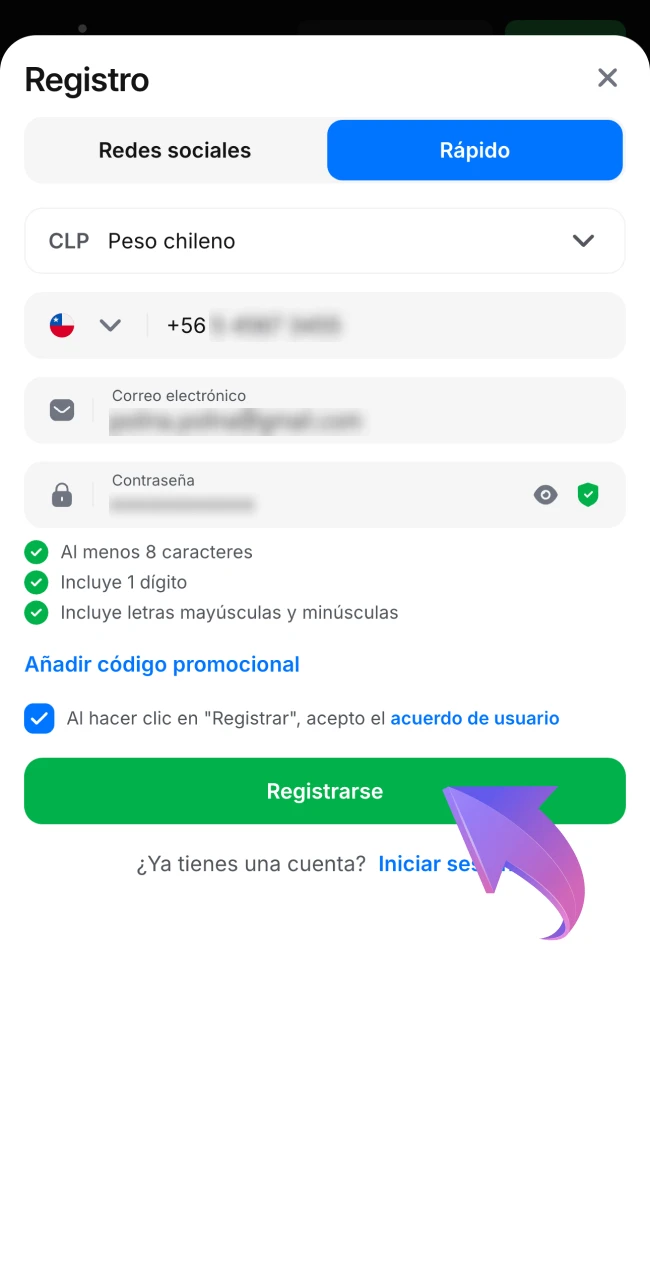Start the registration process at 1win.