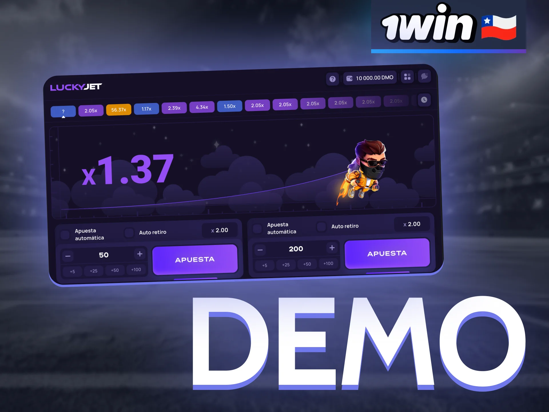 To get familiar with the Lucky Jet game and make starting easier, players can check out the demo mode at 1win.