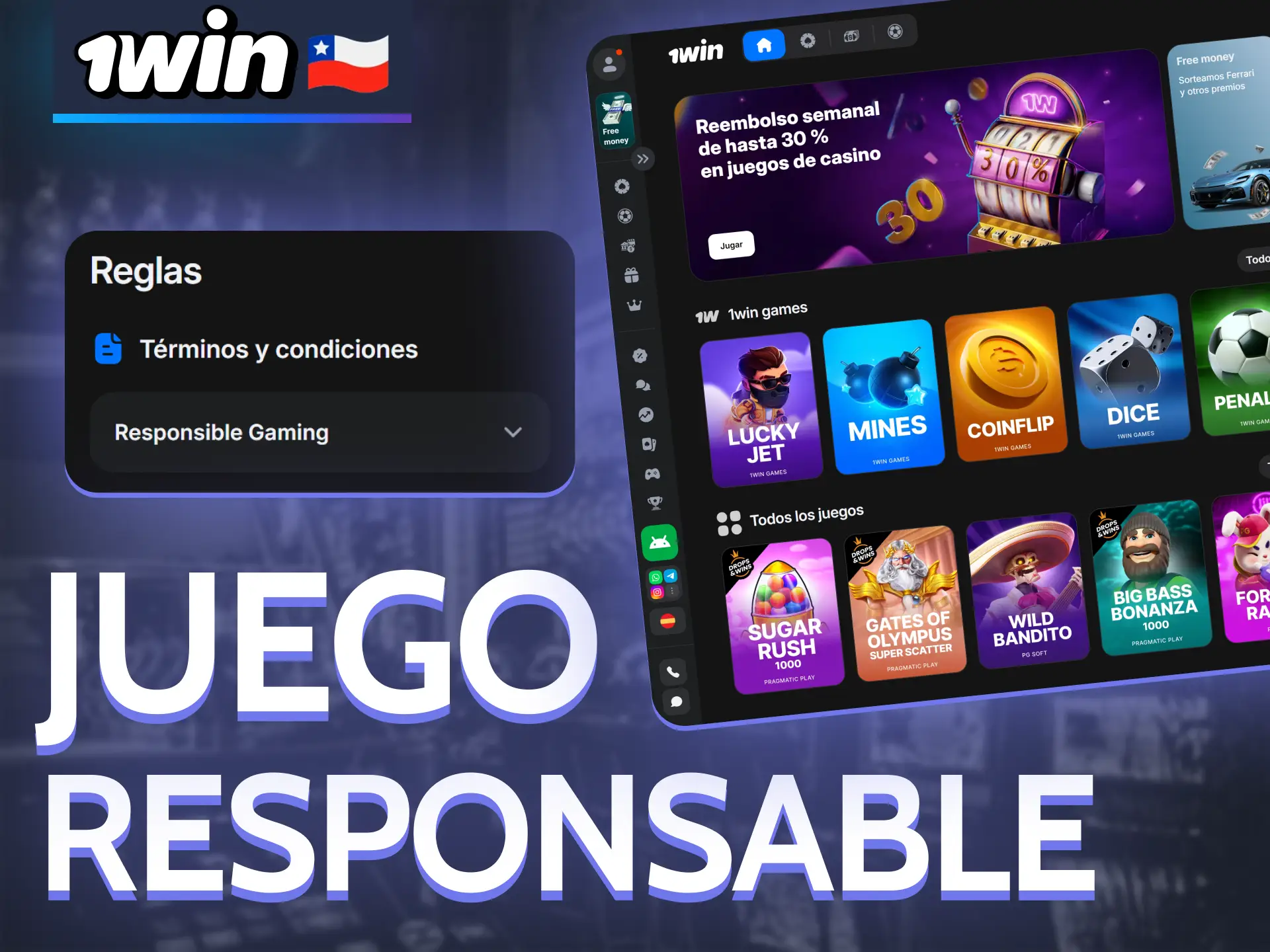 Practica el juego responsable en la 1Win.